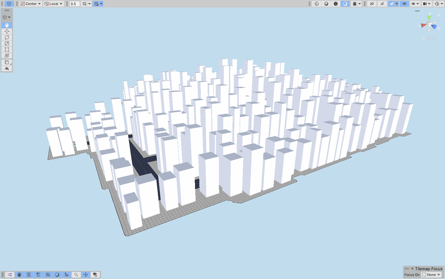 Urban skyscrapers representing the repetitive, grid-like nature of manual Unity Editor tasks